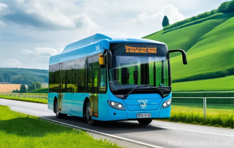 벨기에 버스 이용법 - **Prompt 2: Scenic Flemish Journey with De Lijn**
    "A picturesque scene featuring a bright, moder...