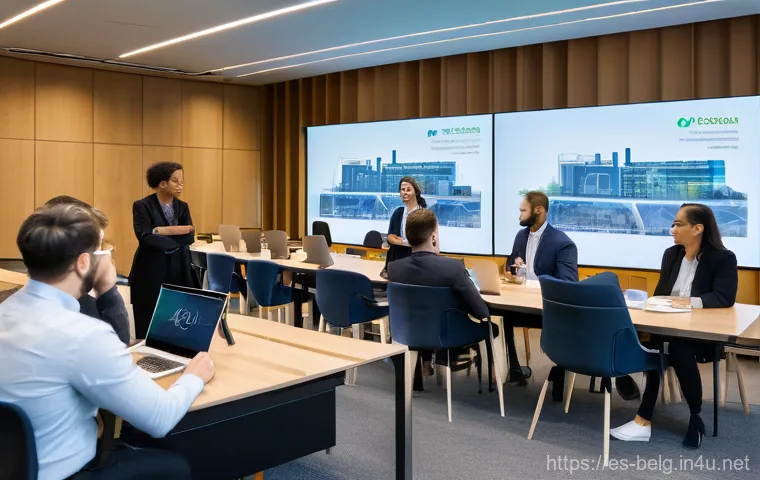 벨기에 법인 설립 절차 - A vibrant and dynamic image capturing a diverse group of 3-4 professionals, male and female, of vary...