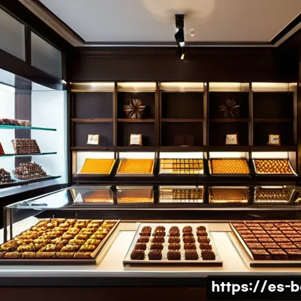 벨기에 쇼핑 명소 - **Prompt for Belgian Chocolatier:**
    "A charming, traditional Belgian chocolate shop interior. An...