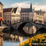벨기에 관광지 - **"A picturesque medieval town in Belgium, reminiscent of Bruges or Ghent, bathed in the soft glow o...