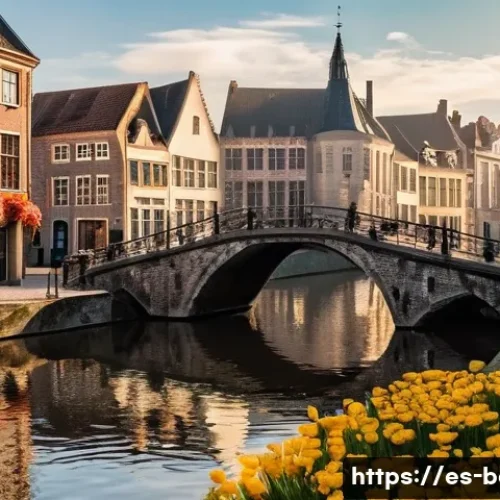 벨기에 관광지 - **"A picturesque medieval town in Belgium, reminiscent of Bruges or Ghent, bathed in the soft glow o...