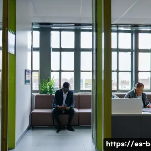 벨기에 난민 정책 - A detailed scene of a busy Belgian asylum office interior, showing diverse adult asylum seekers of v...