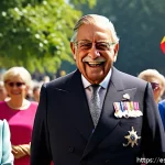 벨기에 국왕 필리프 - A modern European monarch dressed in elegant formal attire and tasteful royal regalia, engaging warm...