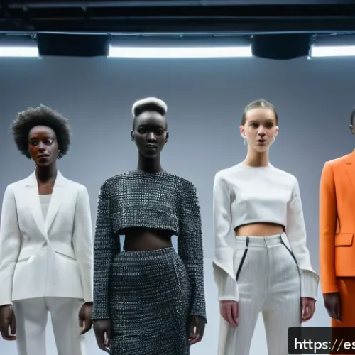 벨기에 패션 산업 - A contemporary Belgian fashion designer studio showcasing a bold, experimental collection blending t...